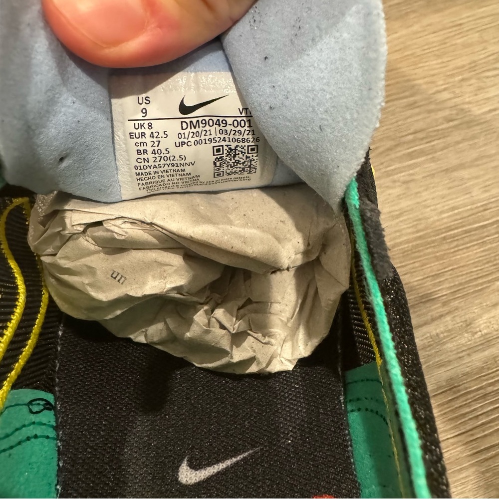 Nike Waffle One Black Yellow Jaune Strike Athletic Sneakers - Picture 9 of 13